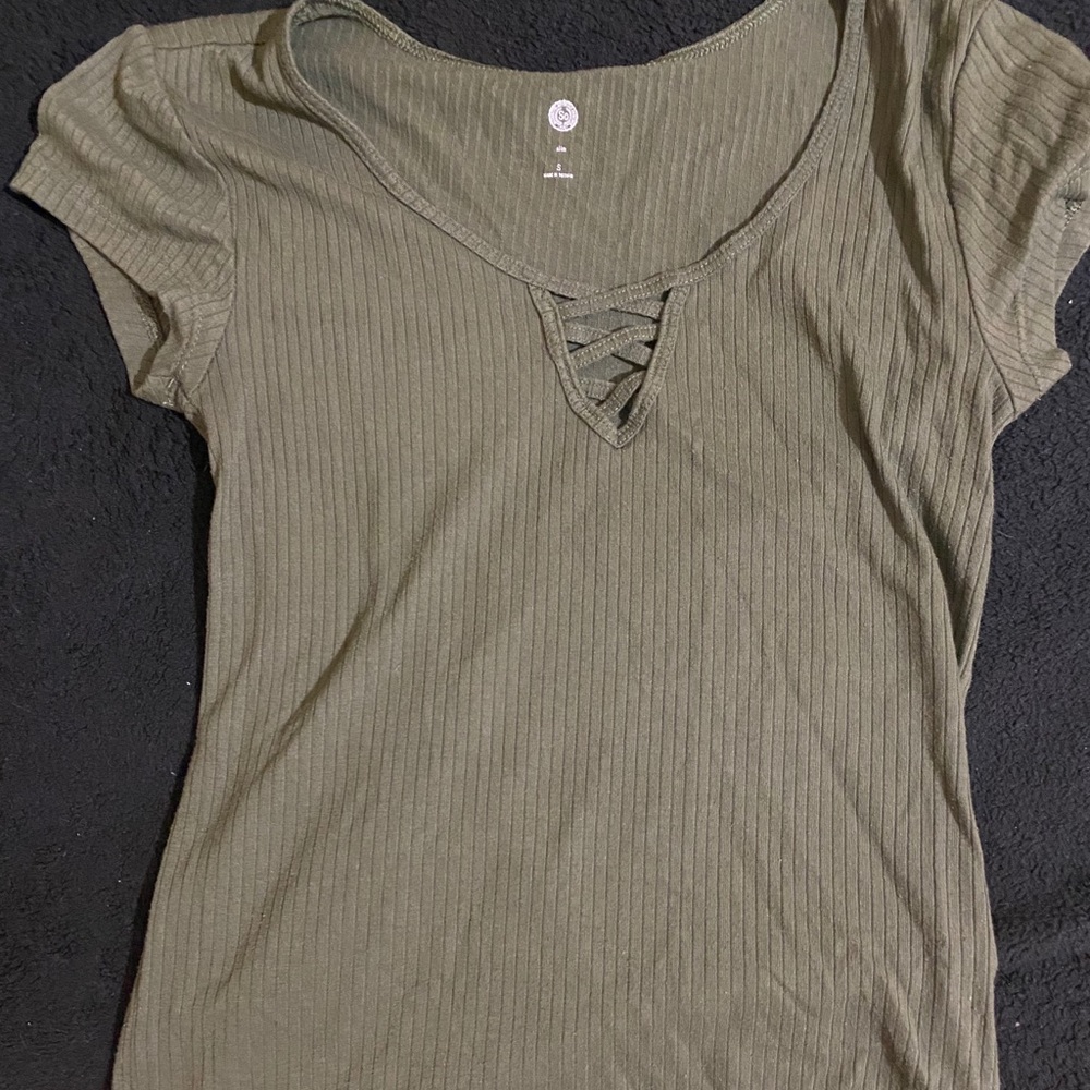 Camo green short sleeved dress shirt